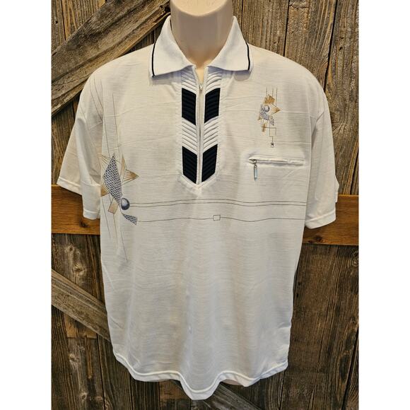 Huong vintage 1/4 zip polo whimsical size M Medium mens 90s shirt top EUC ^ - Picture 1 of 7